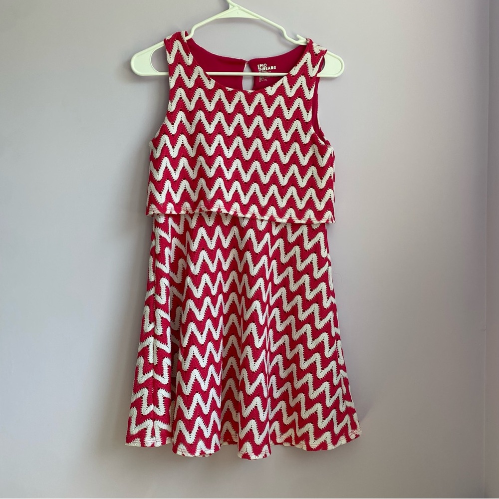 Epic Threads Pink and White Zigzag Kids Dress